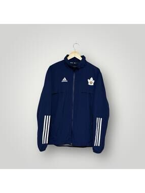 Toronto Marlies Hockey Windbreaker Jacket M 3 Stripe Full Zip Adidas Mens